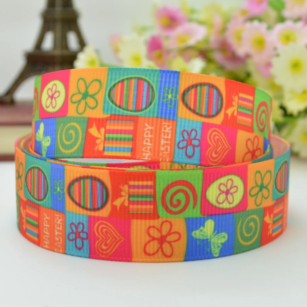 DUWES 7/8 &quot22 мм 2 5 10 20 50 ярдов Пасхальный кролик сова печатная grosgrain лента бант для