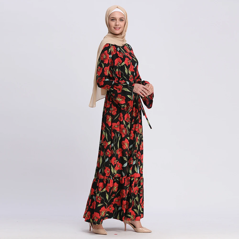 Фото Buytiz 2019 принт мусульманское abaya ОАЭ Сетчатое платье макси Бохо Креп Длинные халаты Buytiz 2019 принт мусульманское abaya ОАЭ Сетчатое платье макси Бохо Креп Длинные халаты
