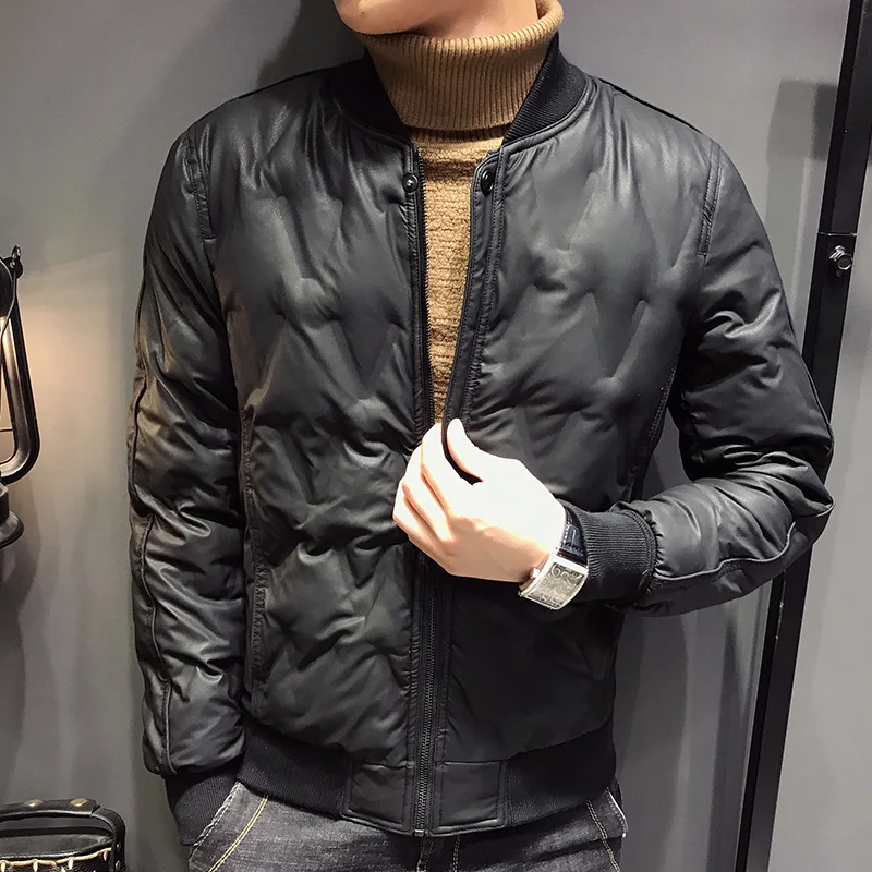 black Зимняя мужская куртка, новинка, приталенная, со стоячим воротником, Jaqueta Masculina Inverno, брендовые модные парки, пальто, куртки, верхняя одежда, парка Hombre - Цвет: black