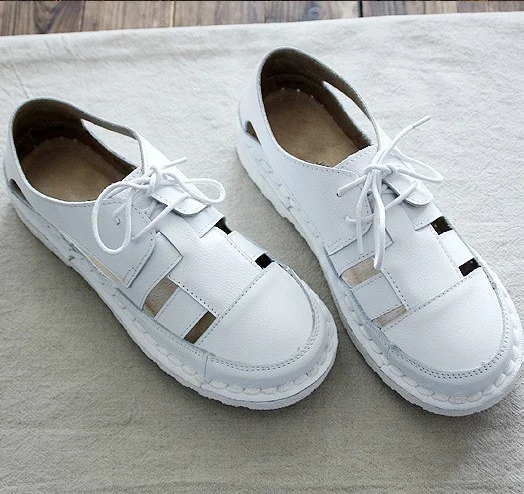 Careaymade-Originally Created Literature and Art Soft-soled Sandals,Female Retro Cowhide Super-soft Comfortable shoes