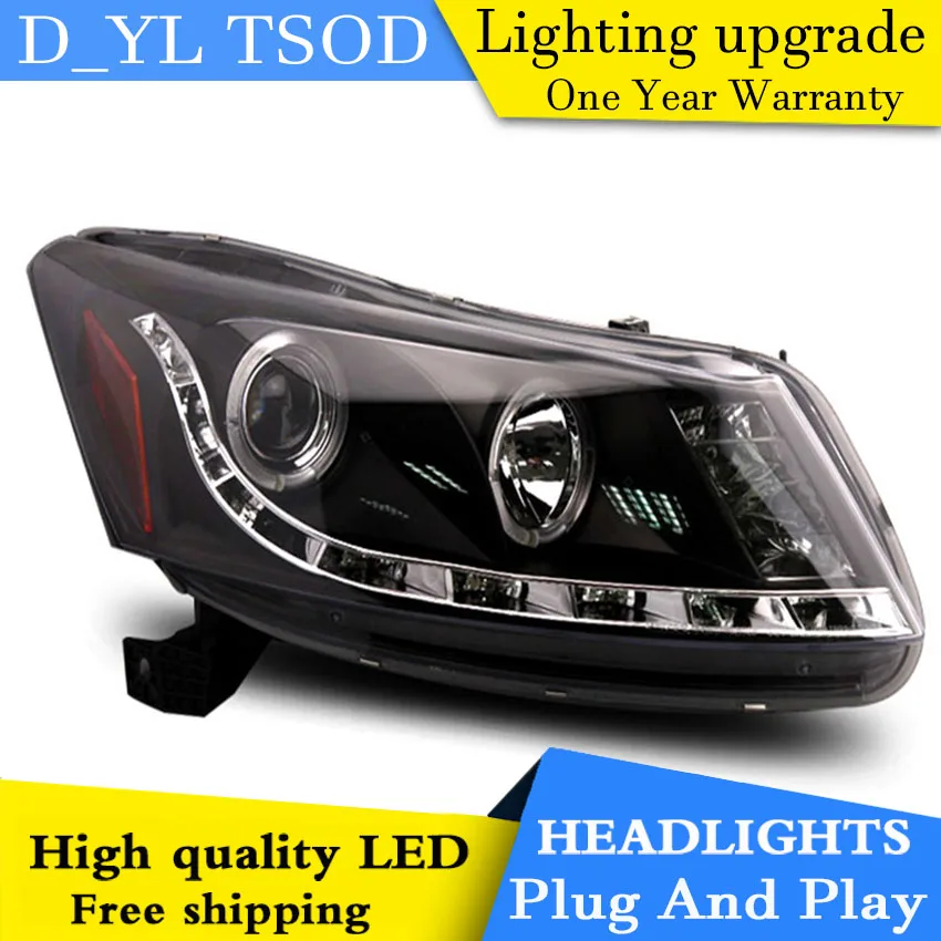 D_YL стайлинга автомобилей для Honda accord фары 2008-2013 accord светодиодный фар DRL Объектив Двойной Луч H7 ксеноновые би ксенон объектива