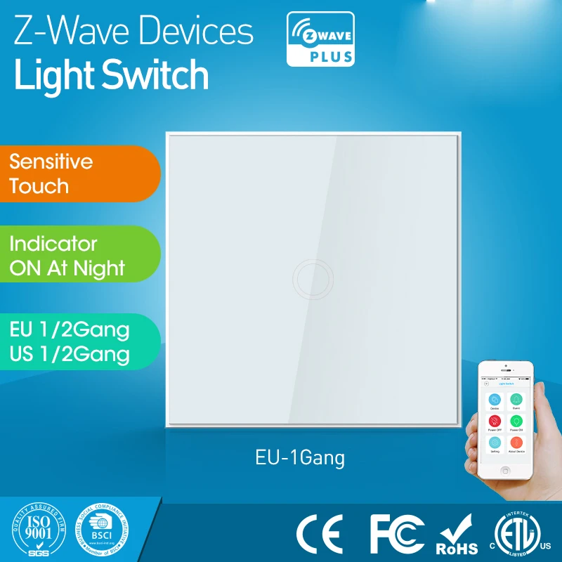 NEO Coolcam ZWave Plus 1CH настенный светильник сенсорный выключатель ЕС 868,4 МГц Совместимость со смартфонами, Vera Fibaro Aeotec