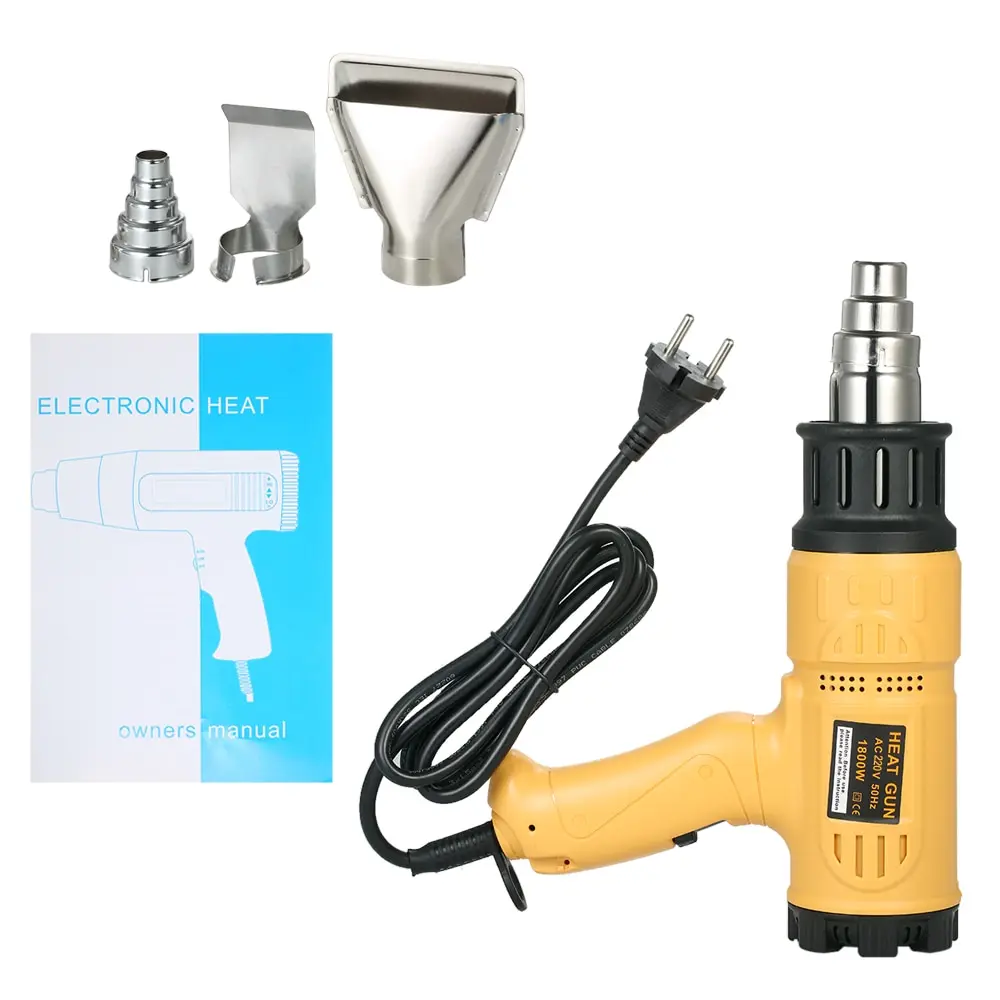 1800W Adjustable Temperature Hot Air Gun Industrial Heat gun Fast Heating Shrink Blower hot soldering tool 4 Nozzle | Инструменты