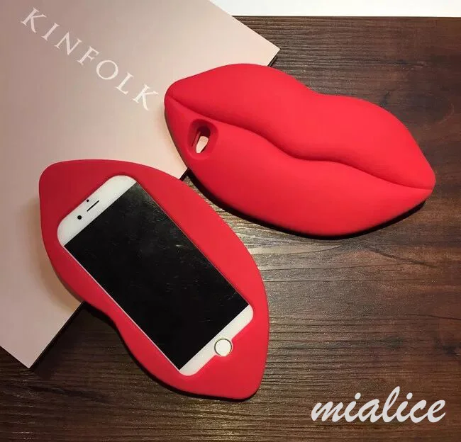 3D кремния сексуальные красные губы Телефон чехол для iPhone 5 5SE 6 S Plus 6splus i6 I6S 7 8 плюс
