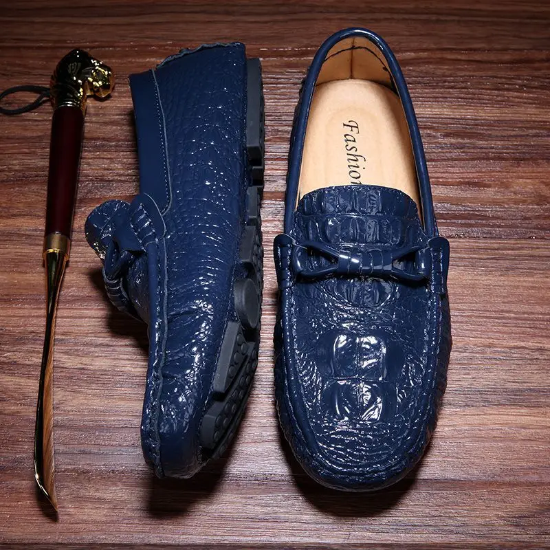 New Shoes Crocodile Pattern Leather Loafers Fashion Luxury Designer Casual for Men Slip on Man Mocassin Mens Flat | Обувь