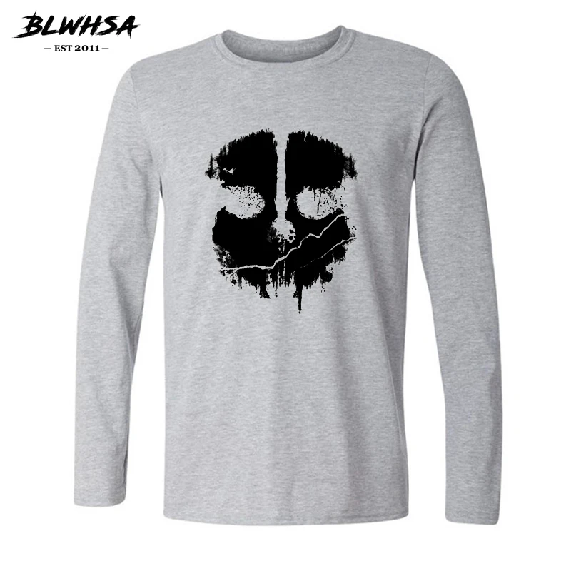 Новое поступление осенне зимних мужских футболок BLWHSA с принтом черепа|t-shirt for