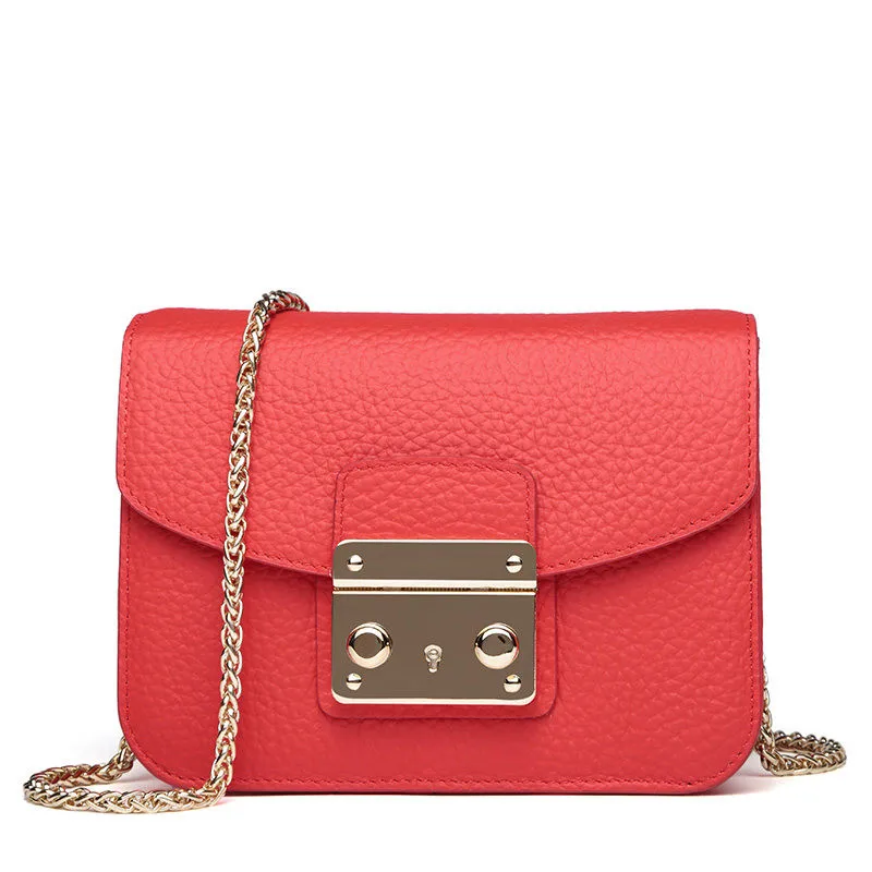 Stiya 2016 Новое Лето Замок Цепи Подлинная Кожа Коровы Женщины Crossbody Сумка Высокое