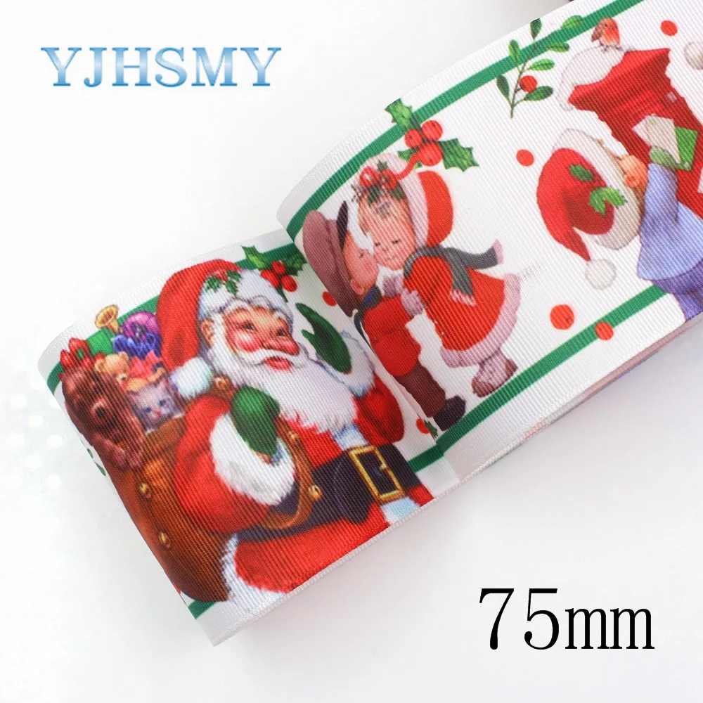 YJHSMY G 18925 1189 25 мм/38 мм/75 мм 5 ярдов рождественские ленты Термотрансферная печатная