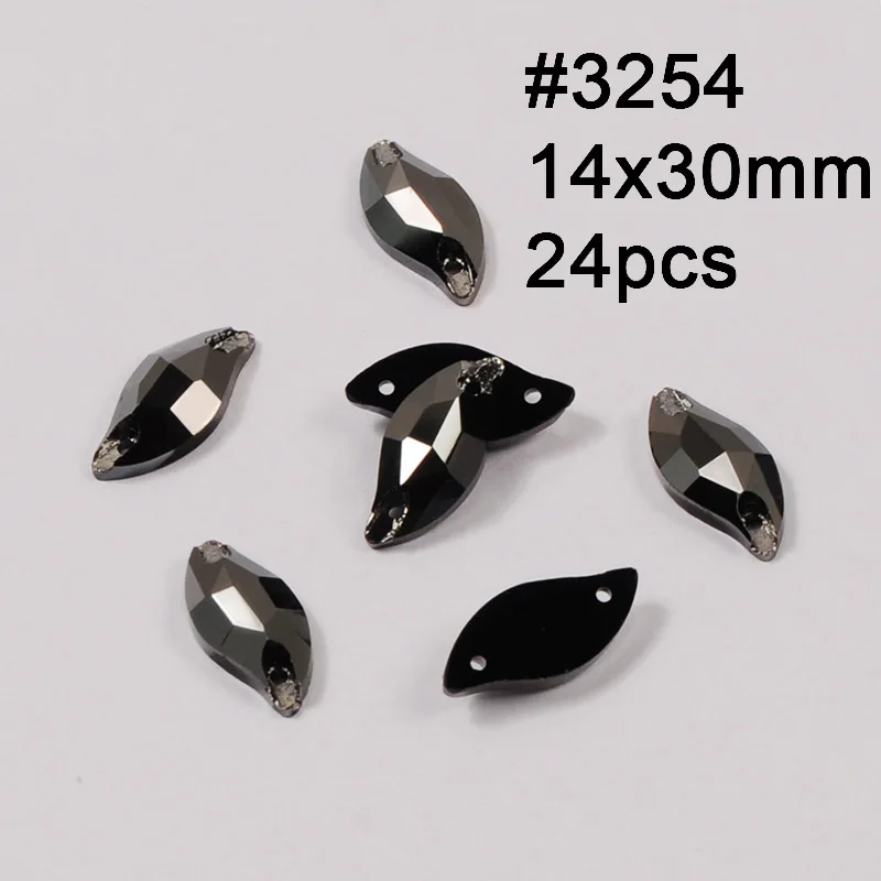 Leaf 14X30mm 24pcs Джет гематит 11 Форма пришить стразы стеклянные бусины из хрусталя стразы камни стразы аппликации для танцевальной одежды платье - Цвет: Leaf 14X30mm 24pcs