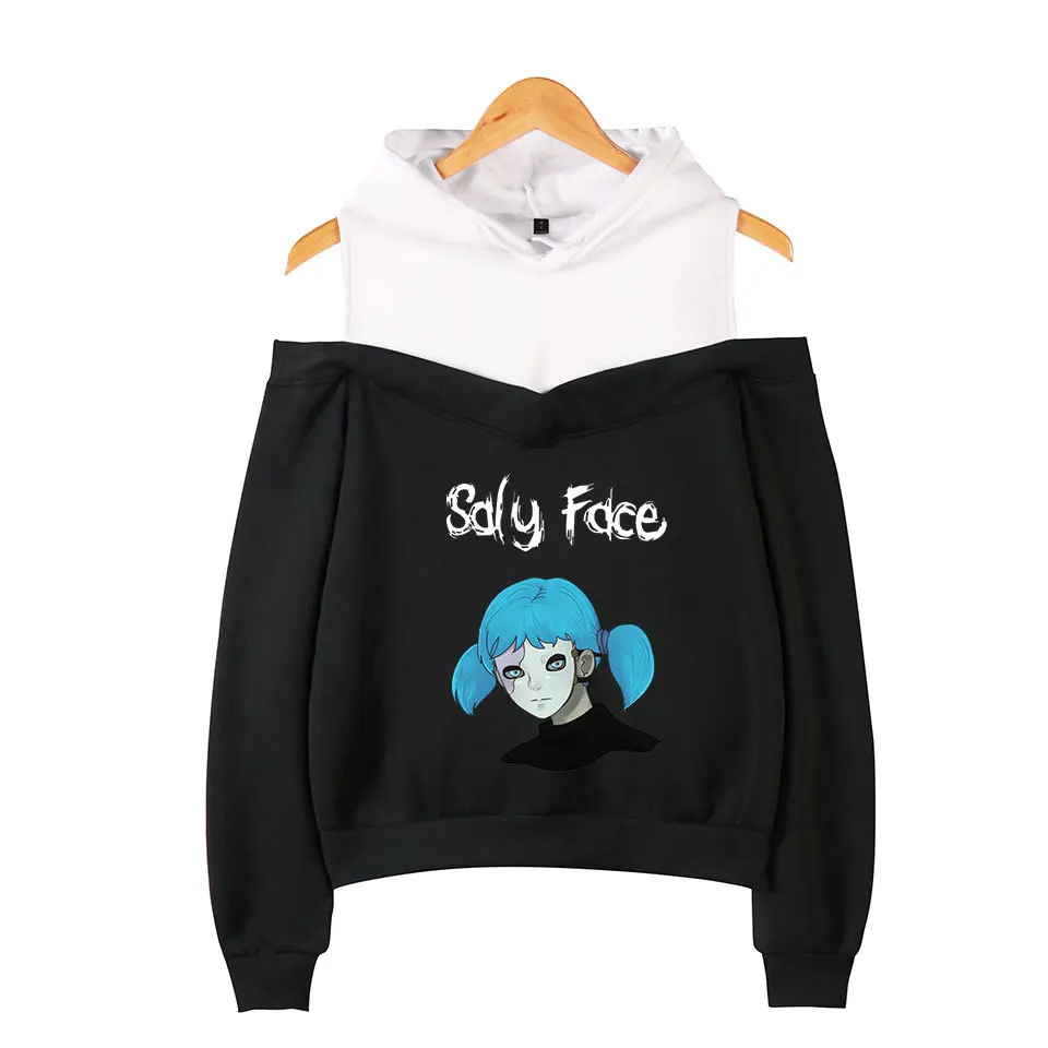black sally hoodie Модные толстовки с капюшоном Sally Face для девочек, эксклюзивный пуловер с длинными рукавами и открытыми плечами, Женская Весенняя пикантная черная толстовка XS - Цвет: black sally hoodie
