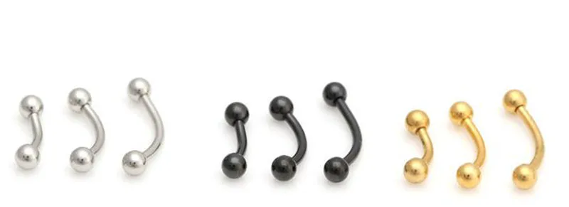 

JINSE Women's Eyebrow jewelry pircing bar stainless steel 8mm for men women black gold colorful fashion body piercing jewellery