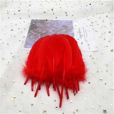 Red 50pcs Натуральные гусиные перья для рукоделия Плюм 5-7 дюймов/13-18 см ювелирные изделия Одежда Аксессуары свадебные украшения 50 шт - Цвет: Red 50pcs