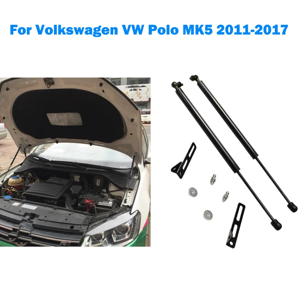 Передний капот газовые стойки подъемная поддержка для Volkswagen Polo MK5 2011- для Volkswagen Ameo демпфер углеродное волокно черный