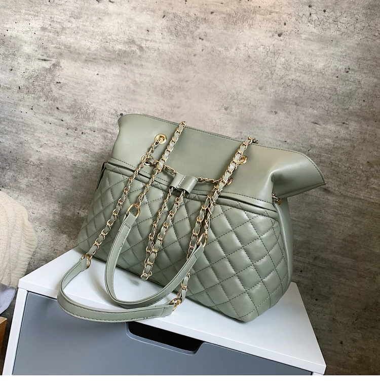 Elegant Female Large Tote Bag New Quality PU Leather Women's Designer Handbag High capacity Chain Shoulder Messenger Bag