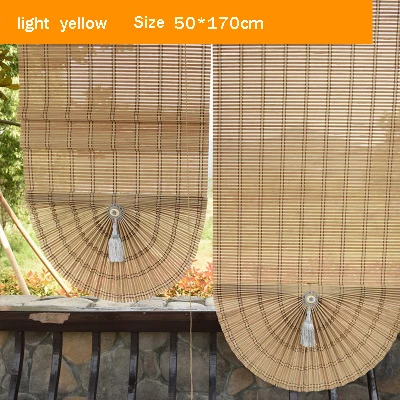 light yellow Aqumotic перегородка для гостиной, занавеска, бамбуковый экран, перегородка для комнаты, настенная стойка, складные японские занавески для детей, могут быть настроены - Цвет: light yellow