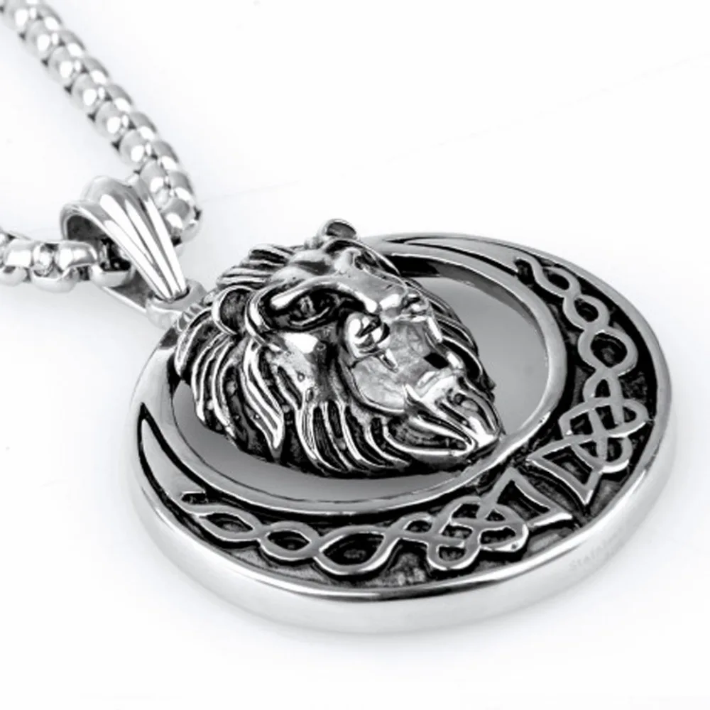 Мужская Серебряная или золотая панк классная голова льва ожерелье с подвеской из