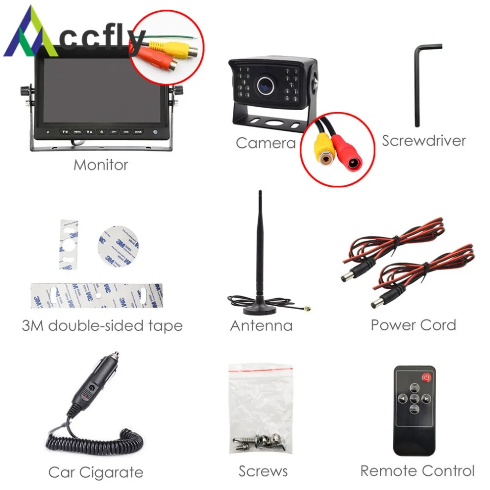 ACCFLY Wireless Monitor Kit reverse rear view parking Security Camera system HD Backup with 7 lcd Color | Автомобили и мотоциклы