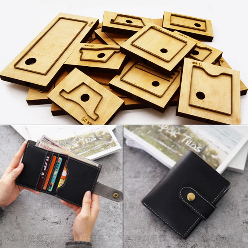 

DIY leather craft card holder snap button folded wallet die cutting knife mould hand machine punch tool template