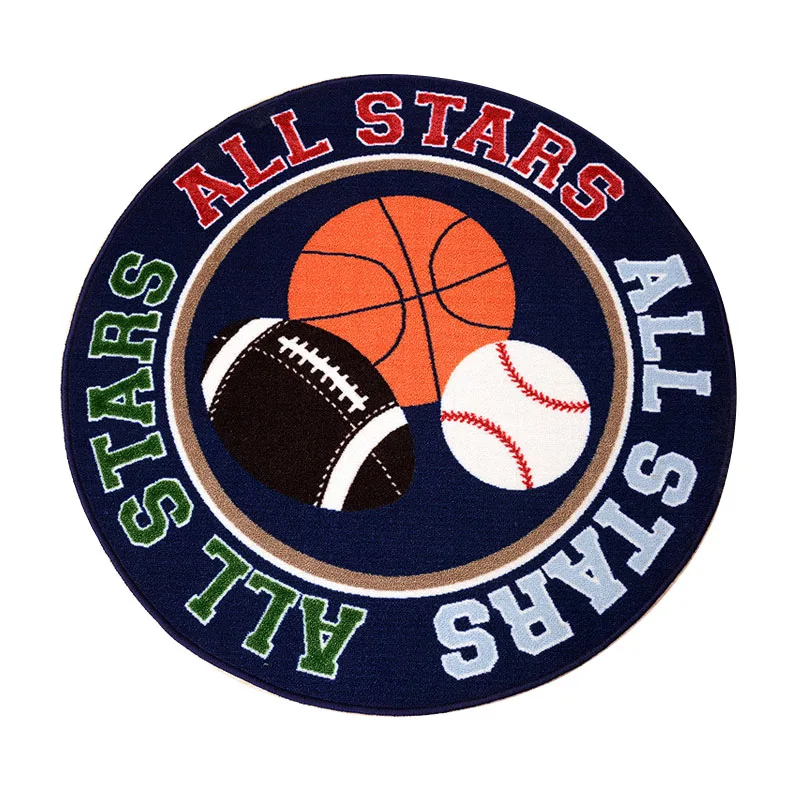 Круглый детский игровой ковер для детской комнаты украшение баскетбола футбола