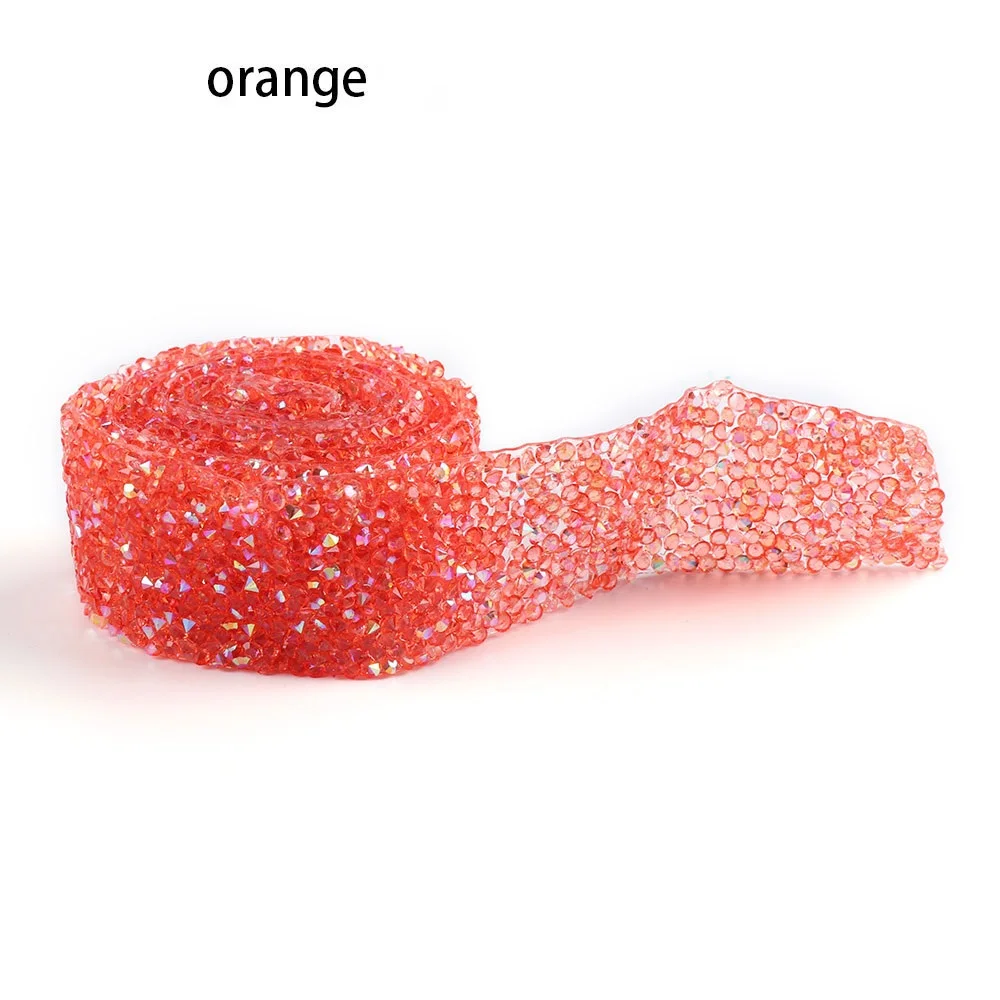 orange 1 ярд Горячая фиксация стразы отделка красочные смолы сетки горячей фиксации страз кристалл окантовка аппликация железа на аппликации для шитья - Color: orange