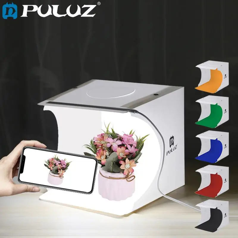 PULUZ 20*20 см 8 Мини Складная студия Diffuse soфт Box светильник коробка с LED черный белый