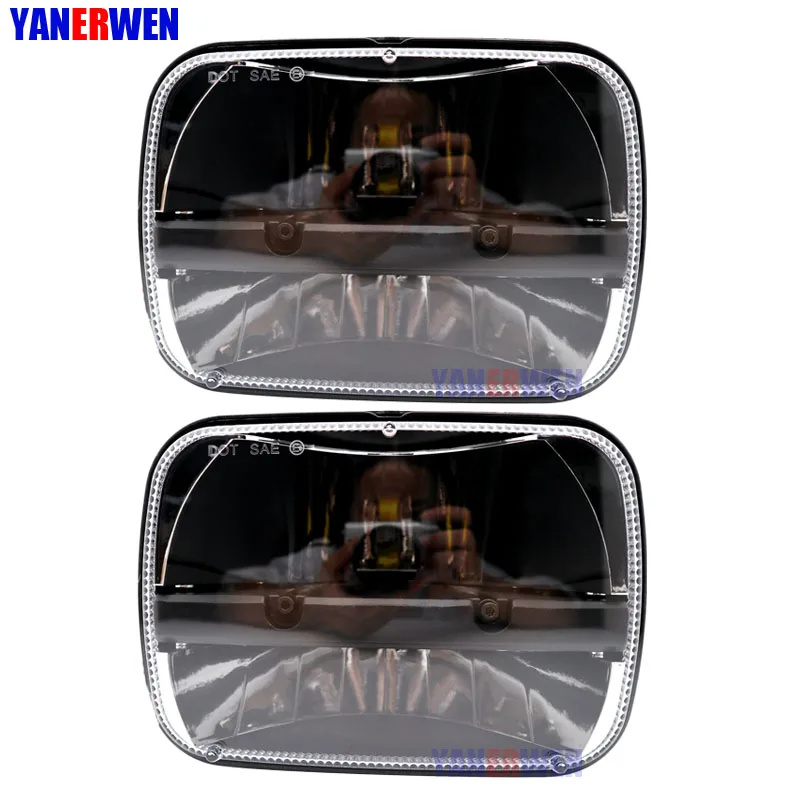 2 PCS Black 5X7 дюймов светодиодный фонарь квадратный светодиодный фары высокие и низкие фары дальнего света для Jeep Wrangler YJ Cherokee XJ trucks 4X4 внедорожный - Цвет: 2 PCS Black