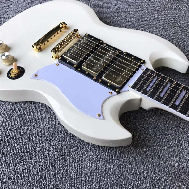 Горячая продажа крем желтая электрогитара с Кремовым цветом красного дерева