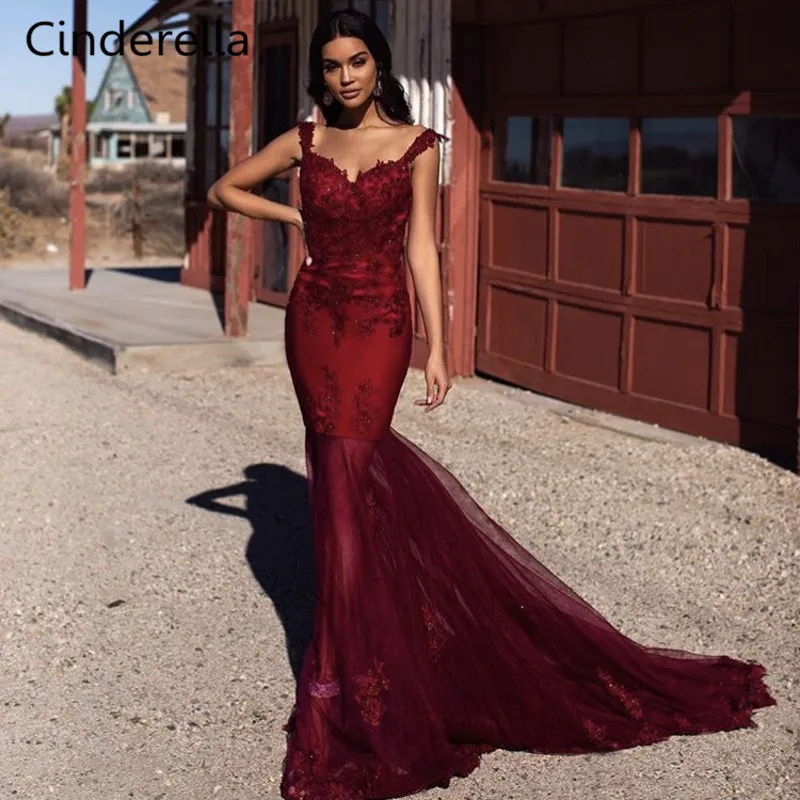 Роскошное красное платье Золушки с v-образным вырезом длиной до пола кружевное