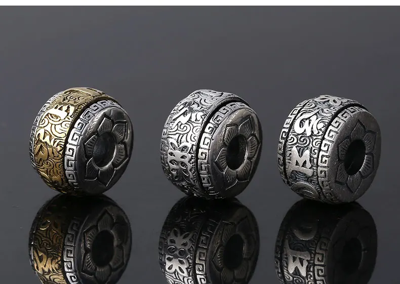 Бусины ручной работы из серебра 990 пробы в тибетском стиле Ом-Мани Падме Хум