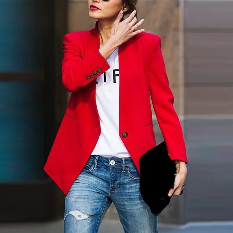 Весенне-осенний Женский Тонкий Блейзер куртка модный элегантный офисный костюм