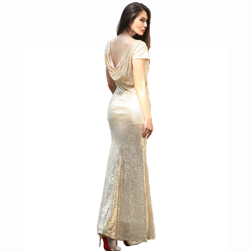 2019 new explosion sequins in a variety of colors sexy backless long dress | Женская одежда