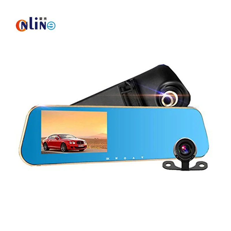 Online/ Full HD 1080P Car Dvr Camera Auto 4.3 Inch Rearview Mirror Digital Video Recorder Dual Lens Registratory Camcorder | Автомобили и