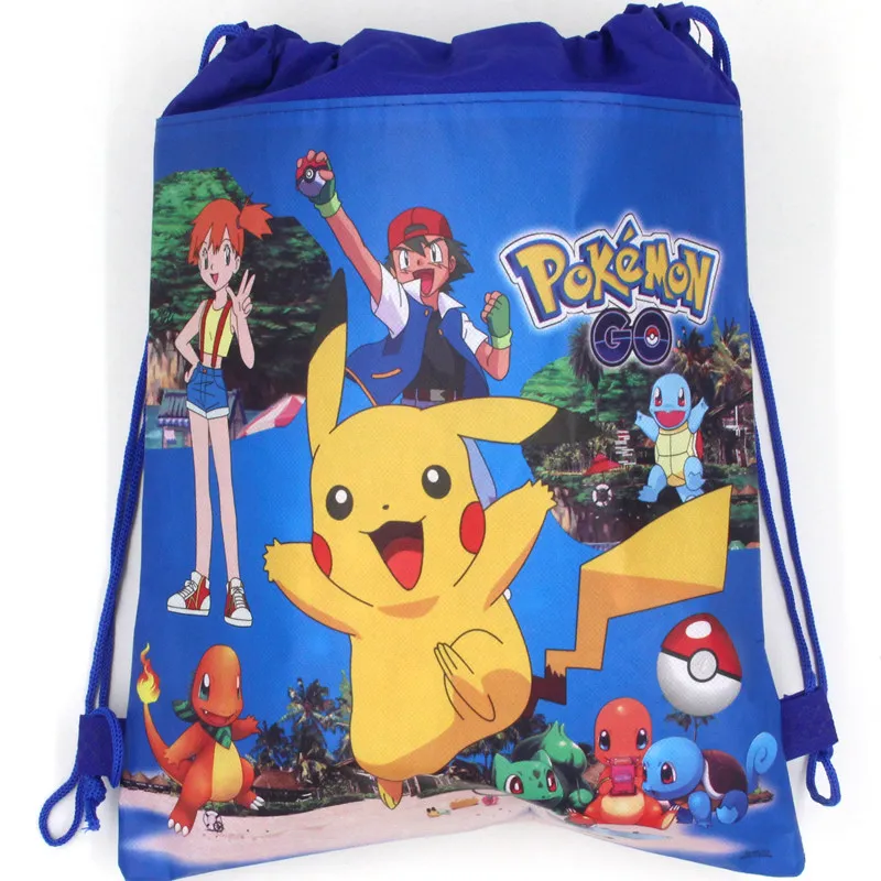 24 шт Покемон го тема Пикачу нетканые ткани сумки Drawstring рюкзак Подарочная сумка