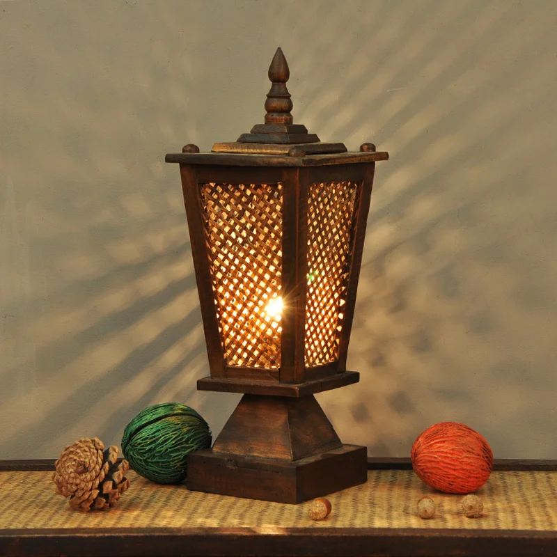 

Thai solid wood bamboo hotel lighting creative retro simple wooden table lamp bedroom bedside lamp WF4171158