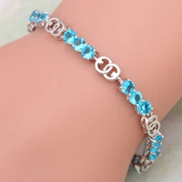 womens fashion jewelry silver color plated bracelets bangles blue cubic zirconia stone fashion jewelry 19cm 7 48 inch ab329