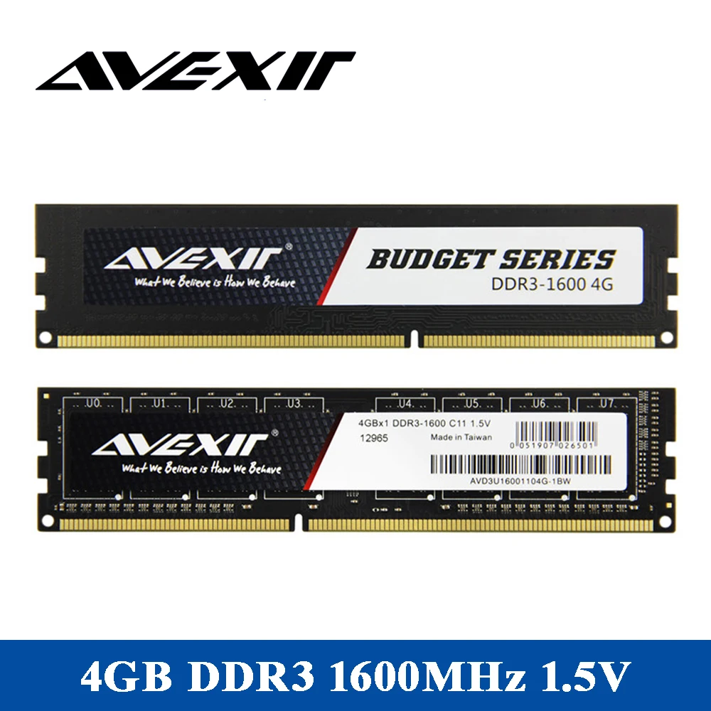 AVEXIR RAM DDR3 4 GB/8 GB 1600MHz напряжение памяти 1 5 V настольная память PC3 12800 Тип интерфейса