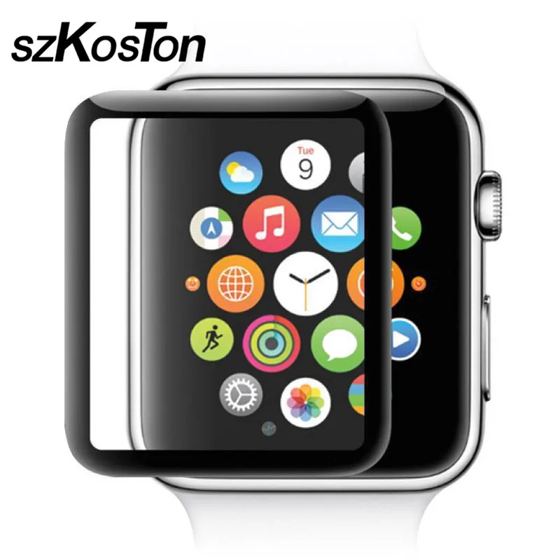 Закаленное стекло для Apple Watch Series 1 2 3 4D 3D изогнутая полная защита экрана 38 мм 42 9H