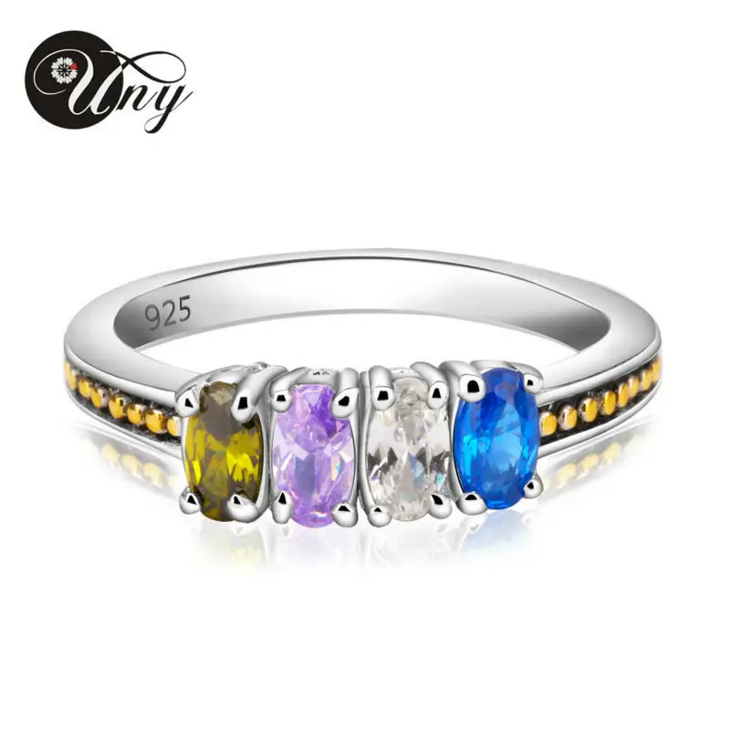 UNY Ring 925 Sterling Silver Custom Engrave Rings Family Heirloom Anniversary Mothers Gift Personalized Birthstone DIY | Украшения и