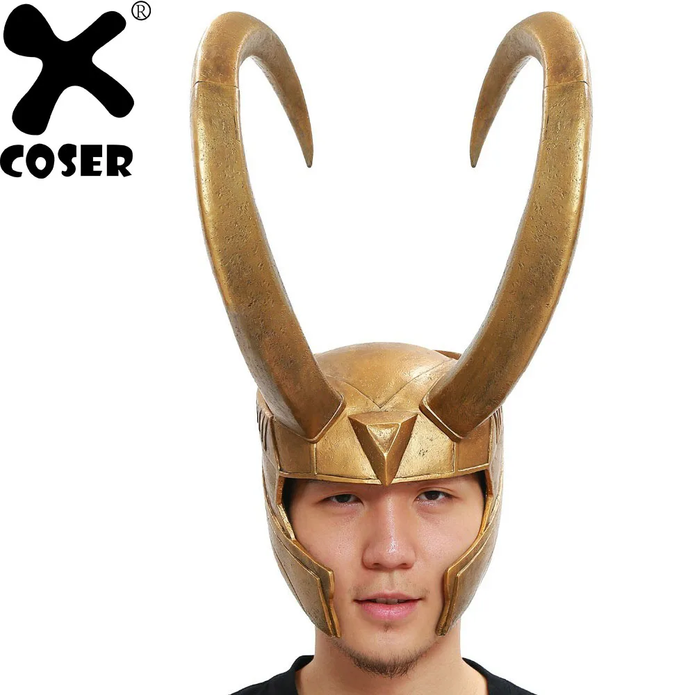 XCOSER Loki шлем Тор Локи Косплей Костюм Золотой, из ПВХ маска на всю голову Хэллоуин Опора для мужчин вечерние для косплея Новинка распродажа