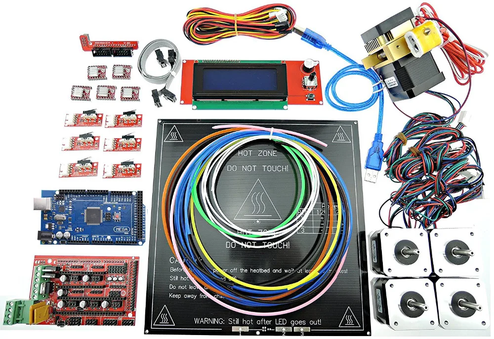 Полный комплект для 3D принтера RAMPS 1 4 + Mega 2560 MK3 Heatbed LCD2004 шаговый двигатель