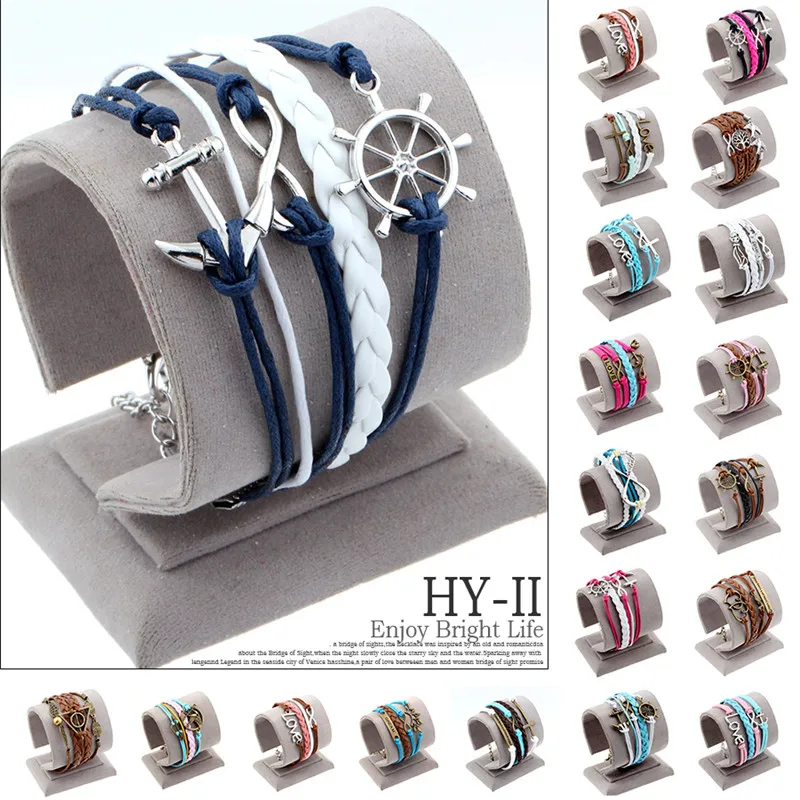 Старинные плетеные якоря bracelete лучшие друзья кожаный браслет мужчины шарма