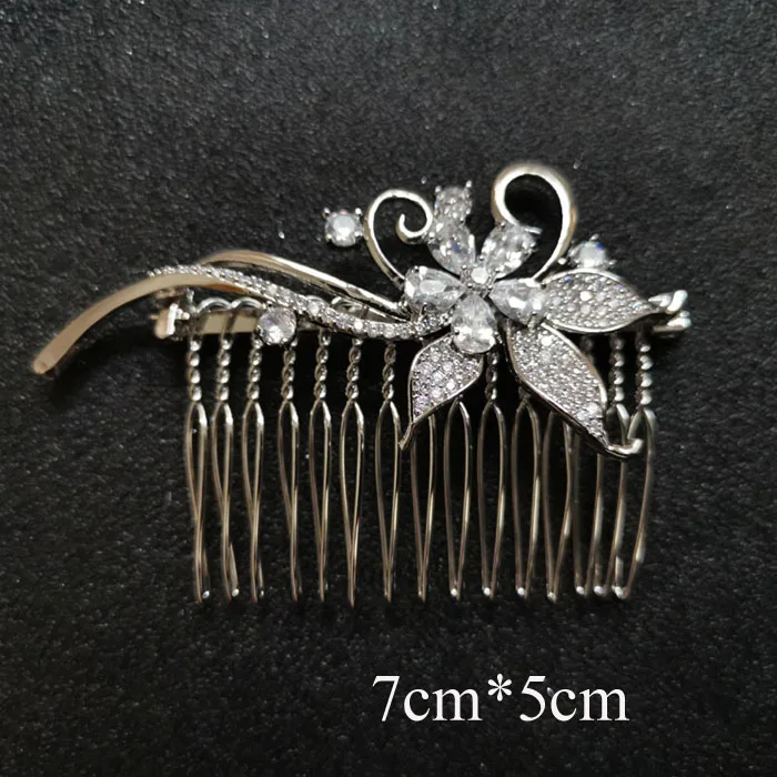 684 Silver SLBRIDAL роскошный модный Шарм Мода зубец Установка кубического циркония свадебные расческа для волос свадебные женские украшения для девочек аксессуары для волос - Окраска металла: 684 Silver