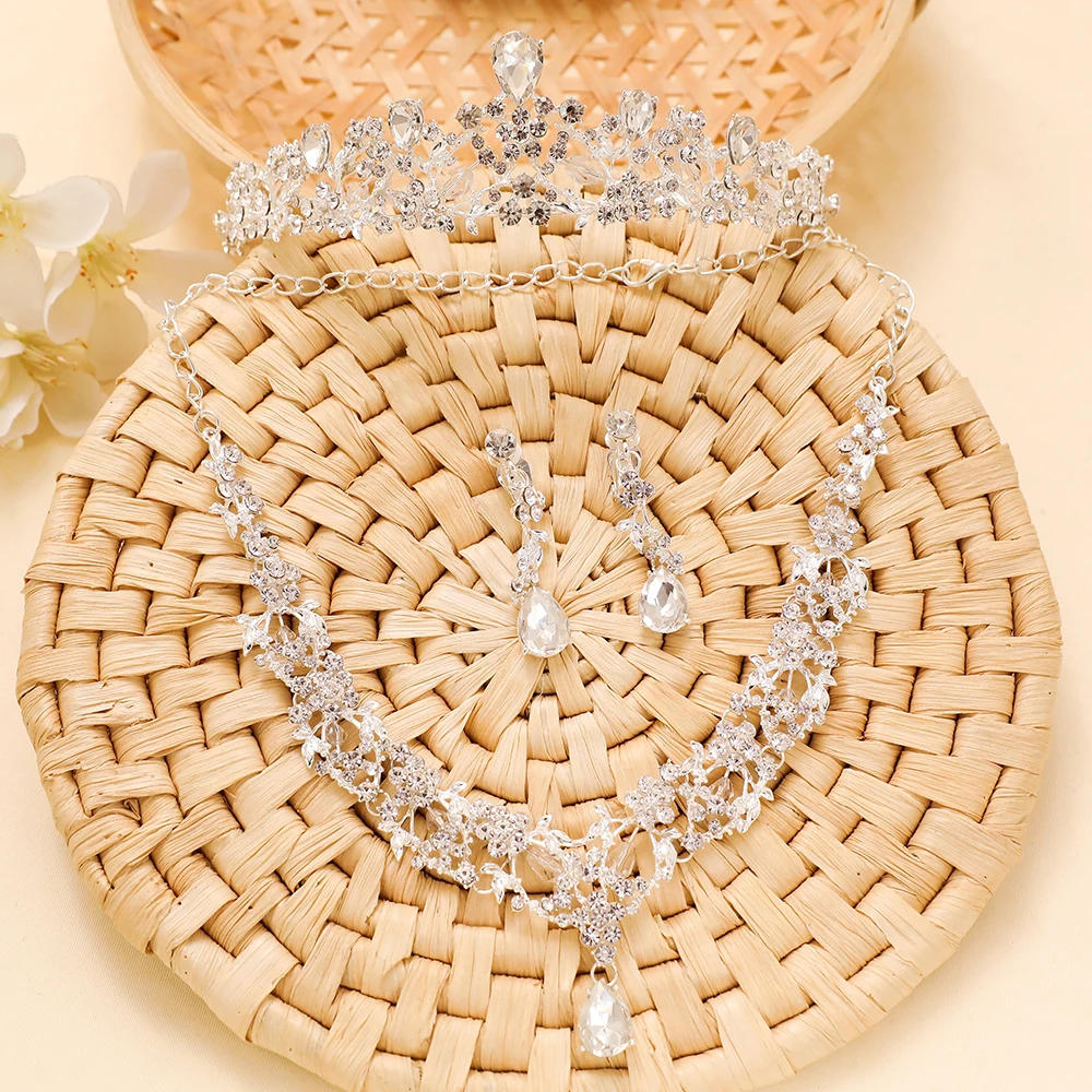 Корейские модные Ювелирные наборы со стразами свадебное ожерелье принцессы с