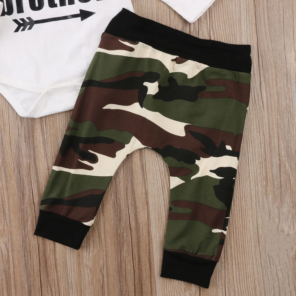 3Pcs Newborn Baby Boy Clothes Set Long Sleeve Litlle Brother Tops Bodysuit Camo Pants Hat Bebes Boys Outfits |