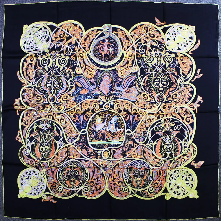 

Thousand and One Nights Theme Surprise Scarf Shawl Pure Twill Silk Pashmina Neck Wear Accessory Square Scarves 135*135cm FJ108