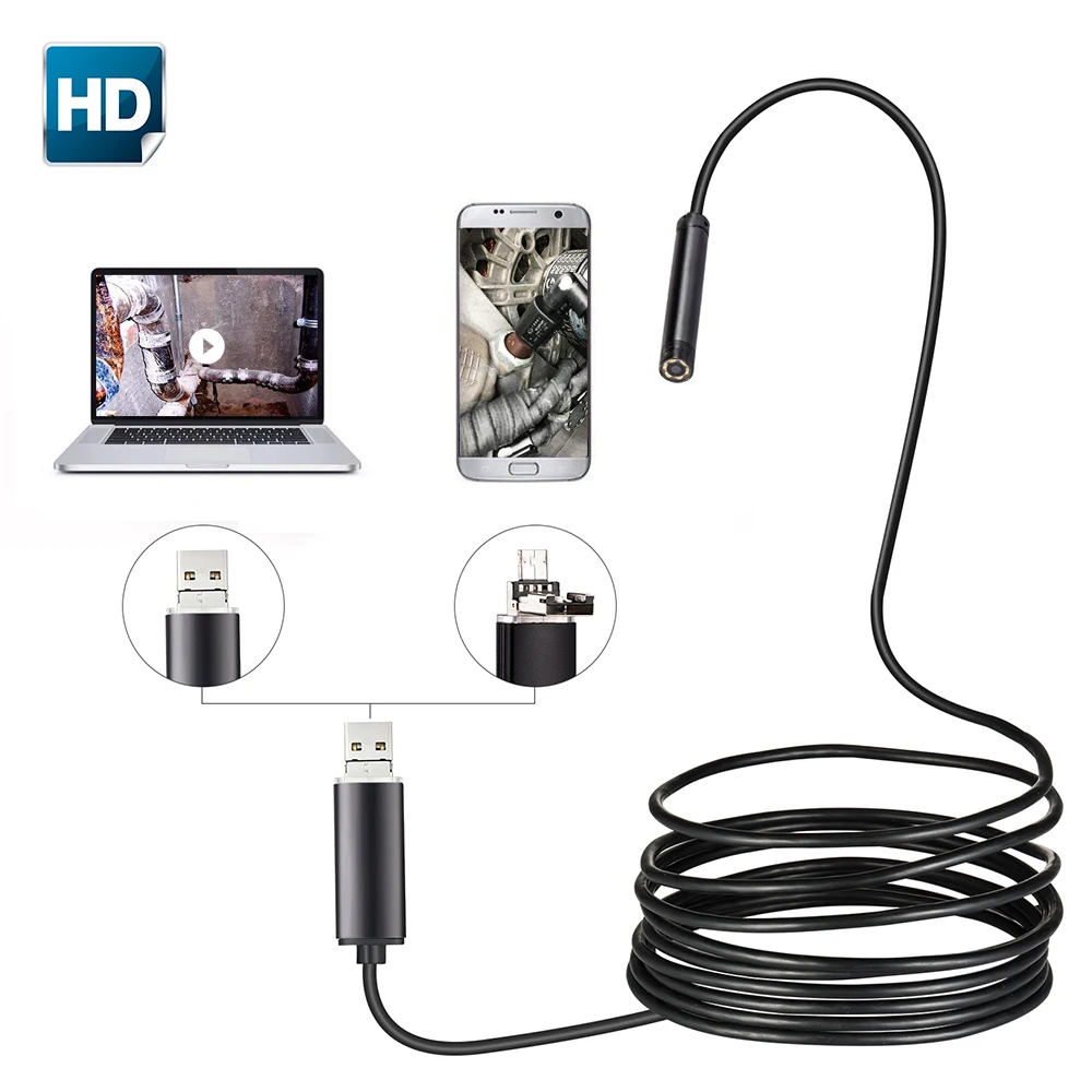 

Эндоскоп с полужесткой трубкой, USB, 5,5 мм, 2/5/10 м