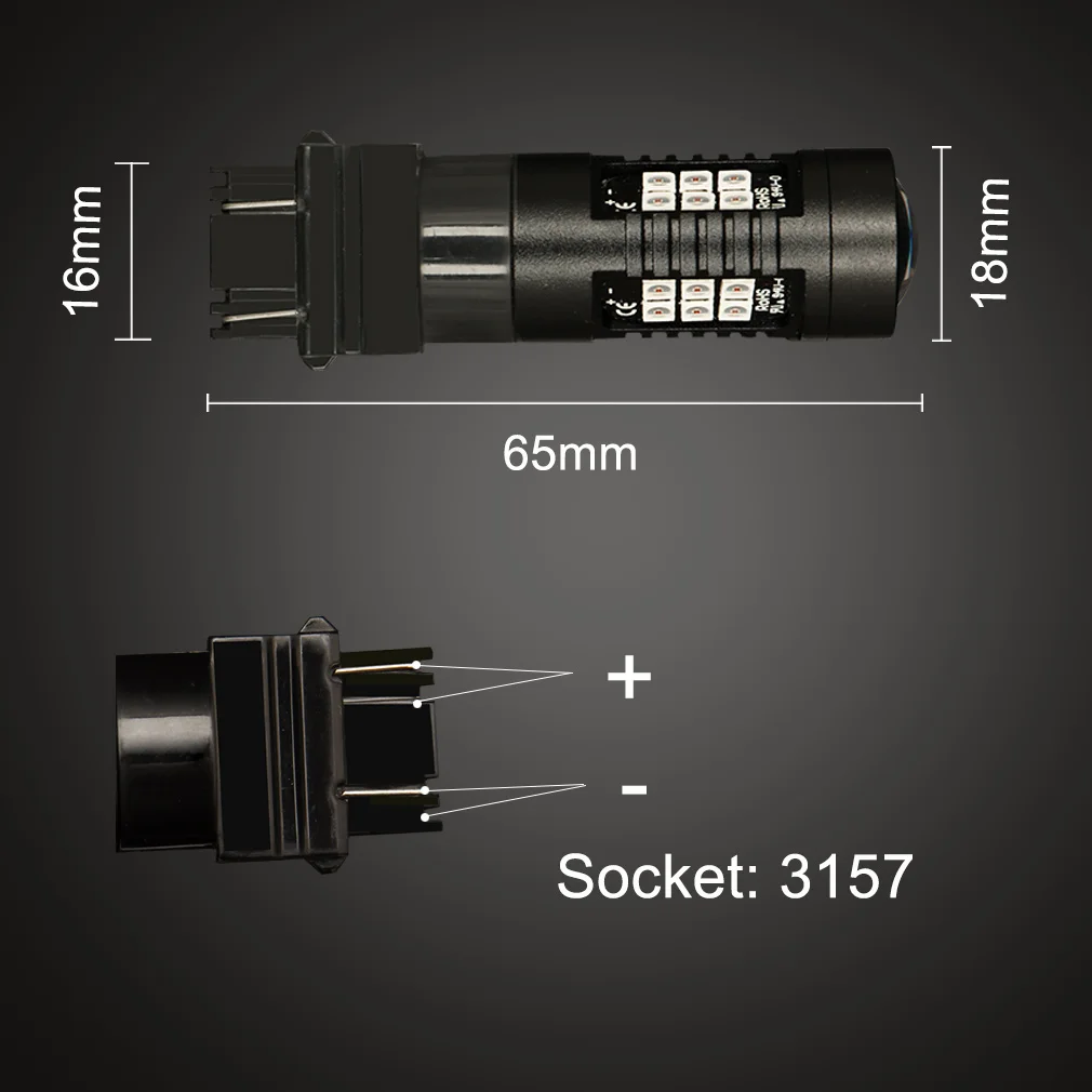 S& D 2 шт. T20 3156 3157 светодиодный лампы P27W P27 7 Вт светодиодный потолочный светильник 1200Lm белого цвета-красный, желтый, автомобильный светильник 12V сигнал 21SMD 3030