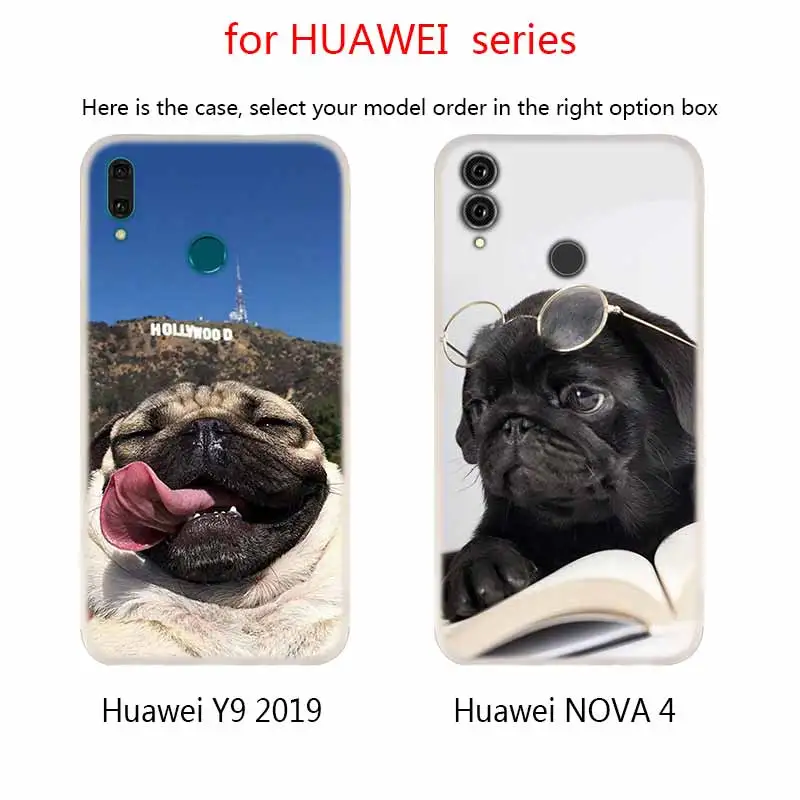 Милый чехол desire Pug мягкие силиконовые чехлы для Huawei Mate 10 Lite 20 Pro 20X S Y5 2017 Y9 2018 2019 NOVA 3