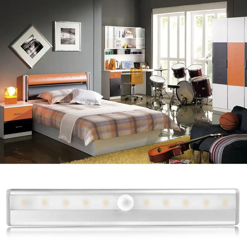 Светильник с датчиком движения перезаряжаемый от USB 10 светодиодов|usb pir|lamp lamplampe