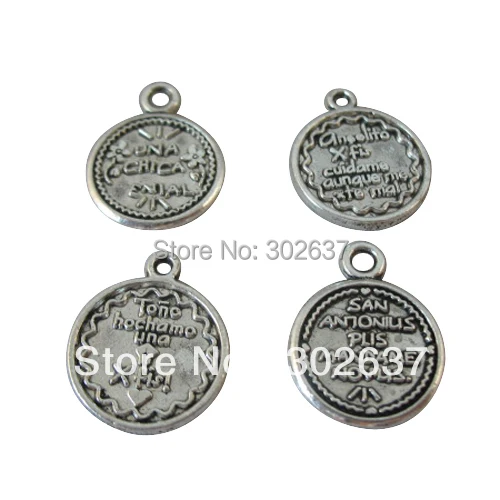 

FREE SHIPPING 120pcs Tibetan silver flat round angel charms A8651